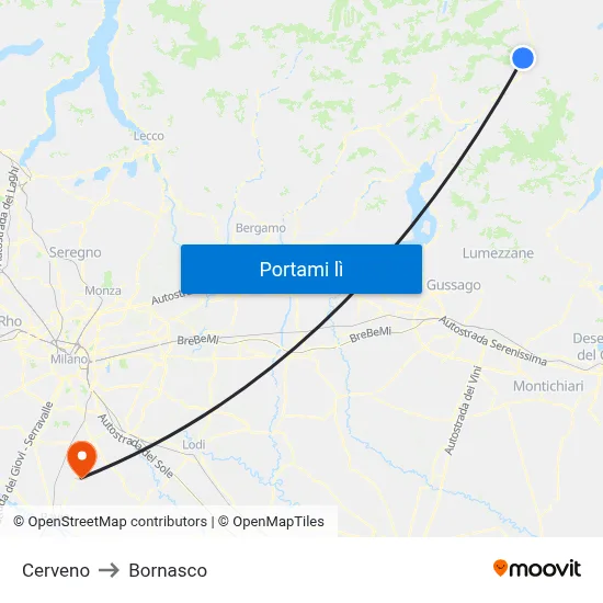 Cerveno to Bornasco map