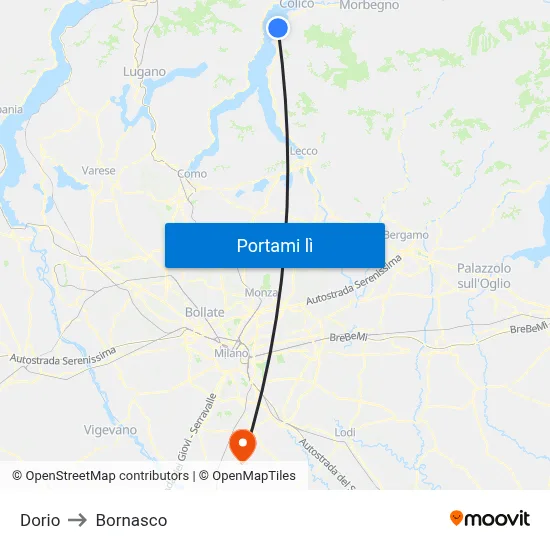Dorio to Bornasco map