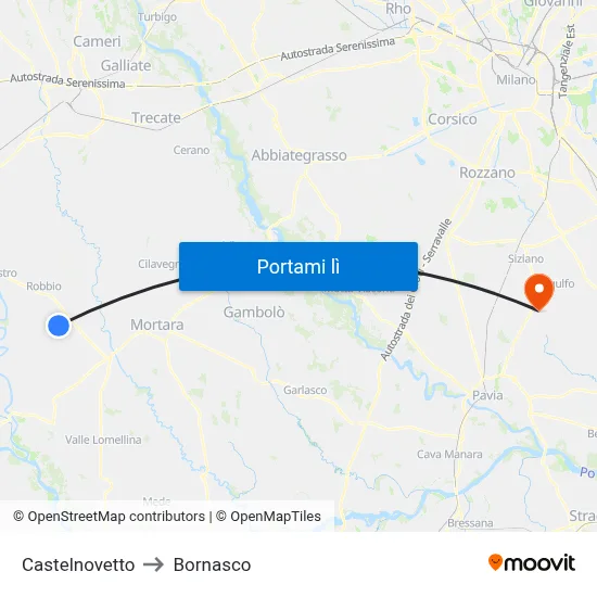 Castelnovetto to Bornasco map