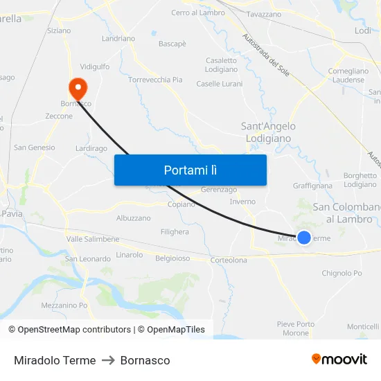 Miradolo Terme to Bornasco map
