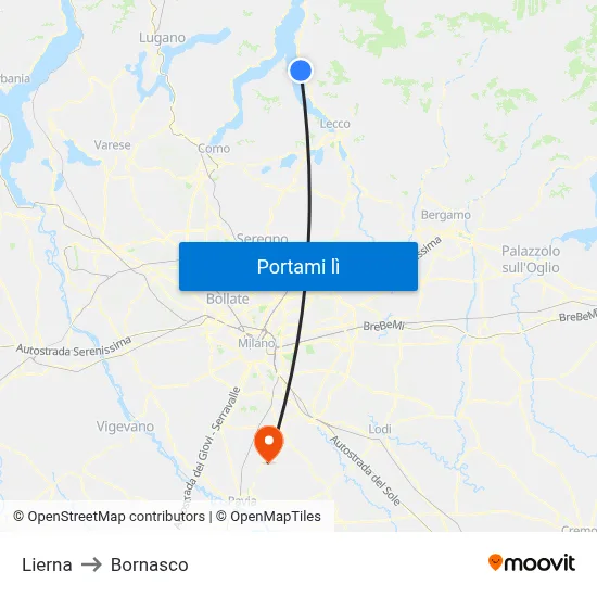 Lierna to Bornasco map