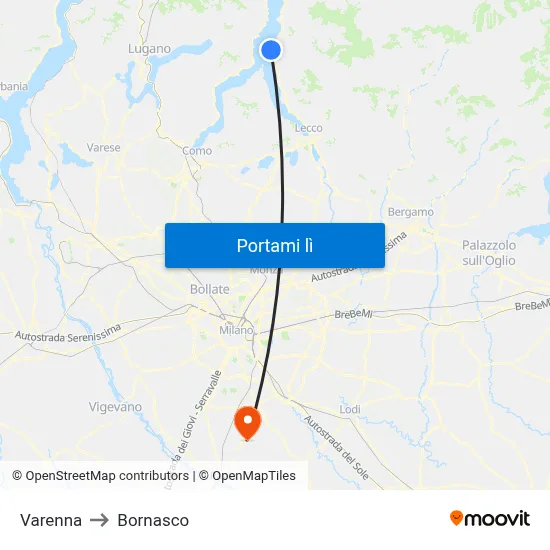 Varenna to Bornasco map