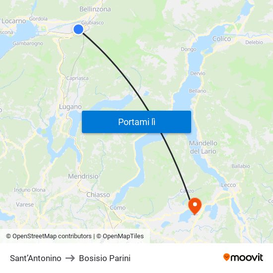 Sant’Antonino to Bosisio Parini map