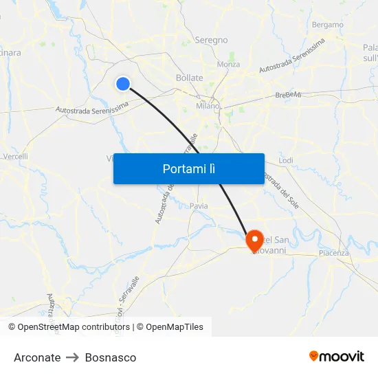 Arconate to Bosnasco map
