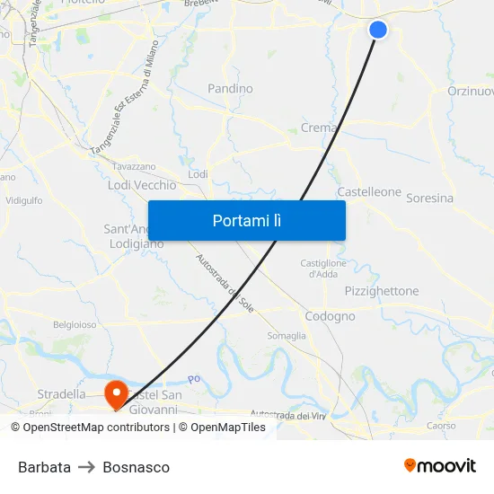 Barbata to Bosnasco map