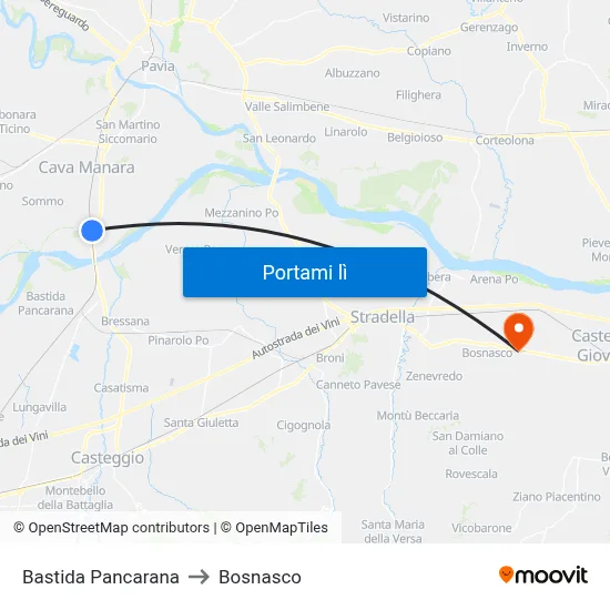 Bastida Pancarana to Bosnasco map