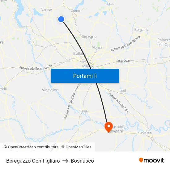 Beregazzo Con Figliaro to Bosnasco map