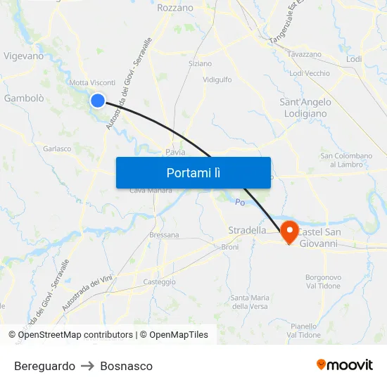 Bereguardo to Bosnasco map