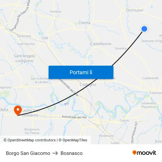 Borgo San Giacomo to Bosnasco map