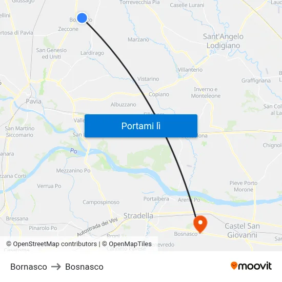 Bornasco to Bosnasco map