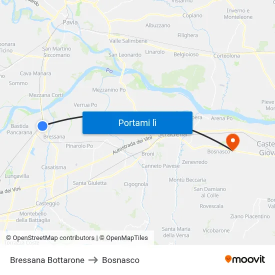 Bressana Bottarone to Bosnasco map