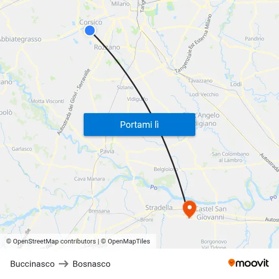 Buccinasco to Bosnasco map