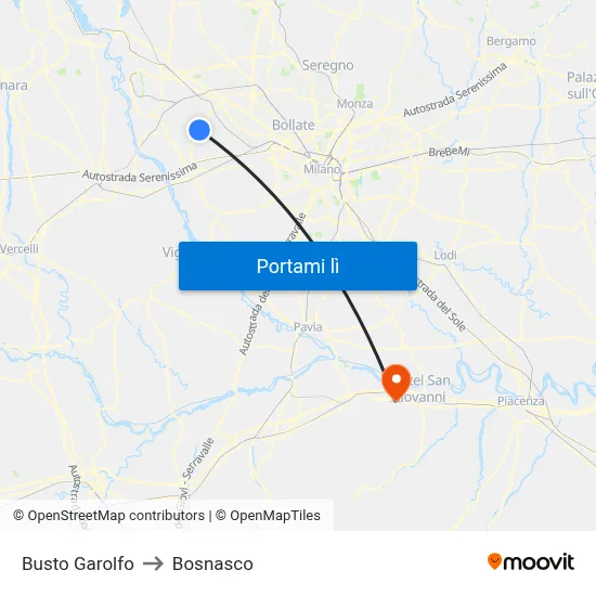 Busto Garolfo to Bosnasco map