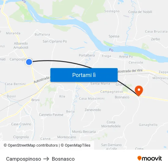 Campospinoso to Bosnasco map