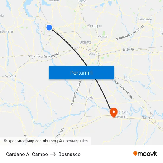 Cardano Al Campo to Bosnasco map