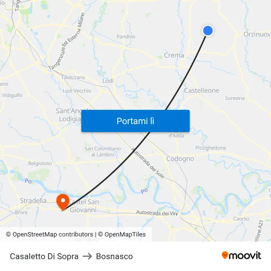 Casaletto Di Sopra to Bosnasco map