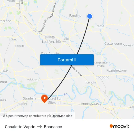 Casaletto Vaprio to Bosnasco map