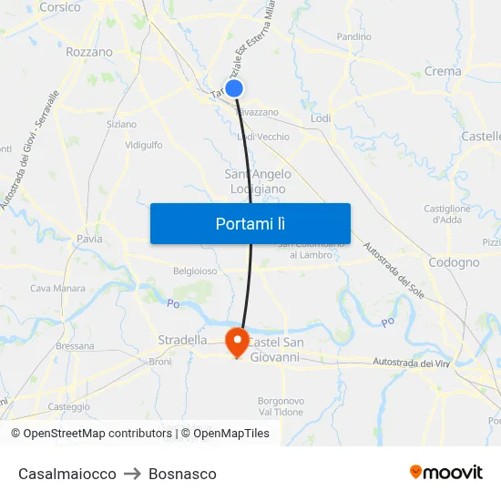 Casalmaiocco to Bosnasco map