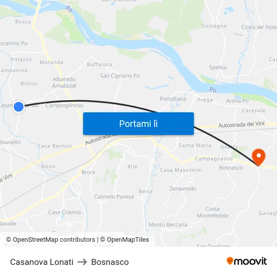 Casanova Lonati to Bosnasco map