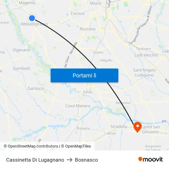Cassinetta Di Lugagnano to Bosnasco map