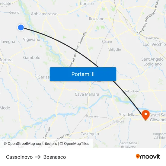 Cassolnovo to Bosnasco map