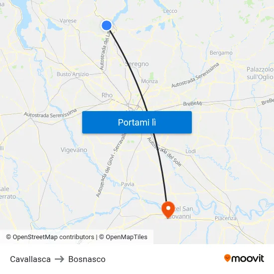 Cavallasca to Bosnasco map