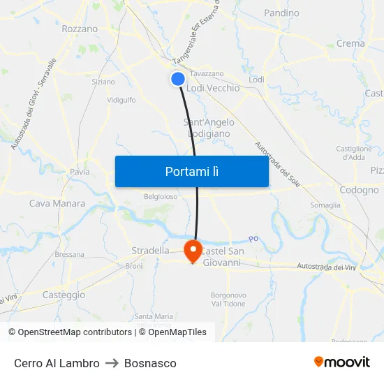 Cerro Al Lambro to Bosnasco map