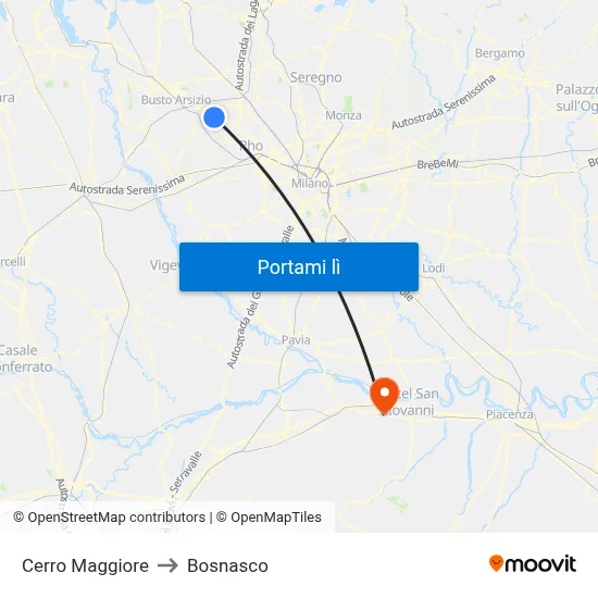 Cerro Maggiore to Bosnasco map