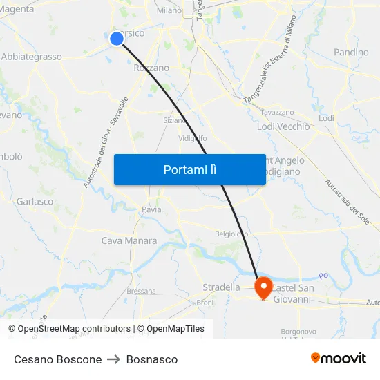 Cesano Boscone to Bosnasco map
