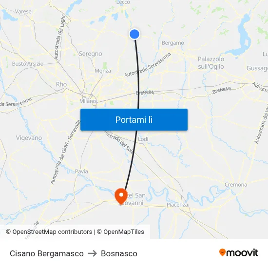 Cisano Bergamasco to Bosnasco map