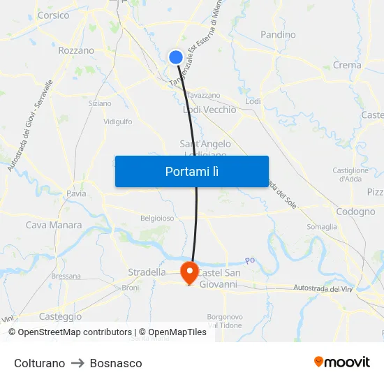 Colturano to Bosnasco map
