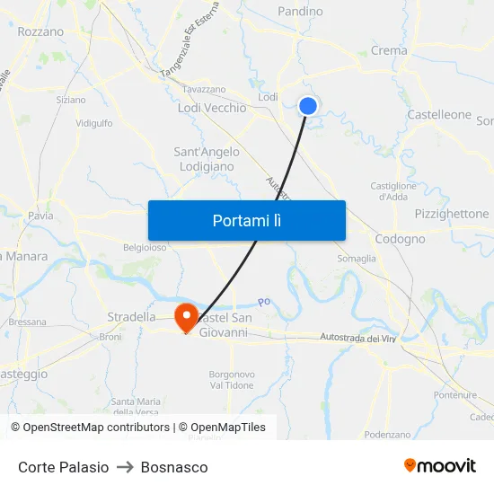 Corte Palasio to Bosnasco map