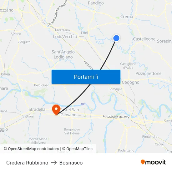Credera Rubbiano to Bosnasco map