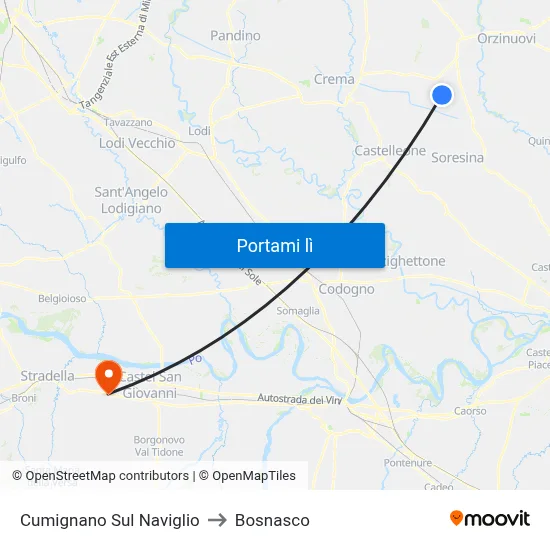 Cumignano Sul Naviglio to Bosnasco map