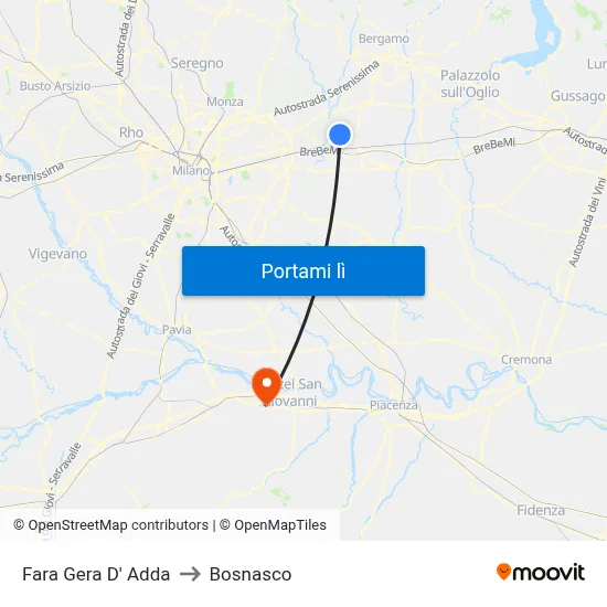 Fara Gera D' Adda to Bosnasco map