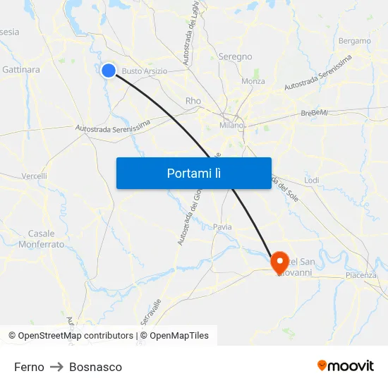 Ferno to Bosnasco map