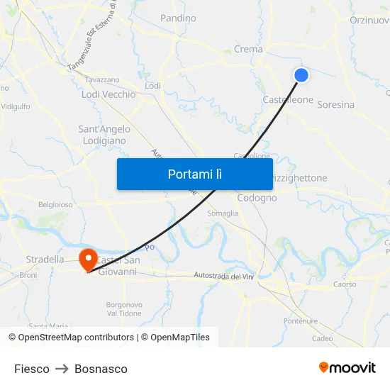 Fiesco to Bosnasco map
