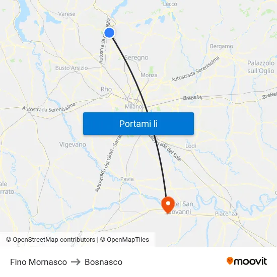 Fino Mornasco to Bosnasco map