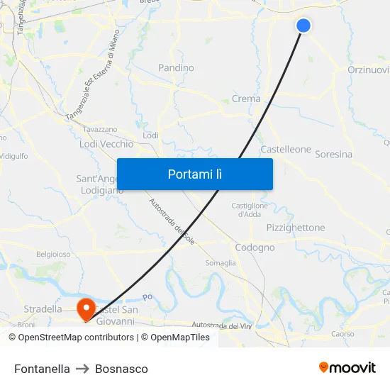 Fontanella to Bosnasco map