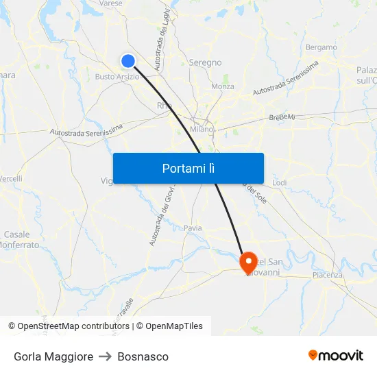 Gorla Maggiore to Bosnasco map