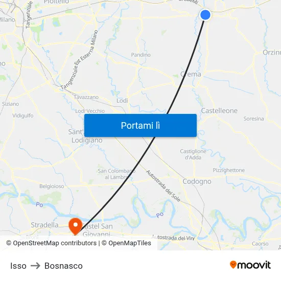 Isso to Bosnasco map