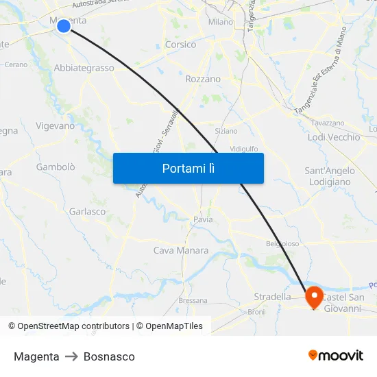 Magenta to Bosnasco map