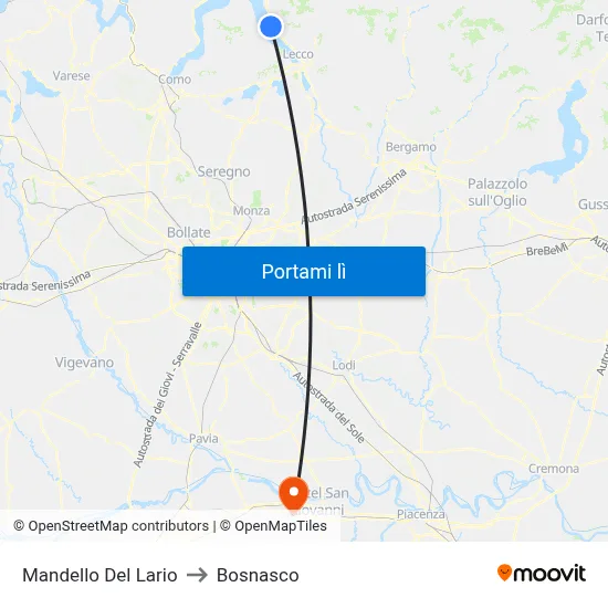 Mandello Del Lario to Bosnasco map