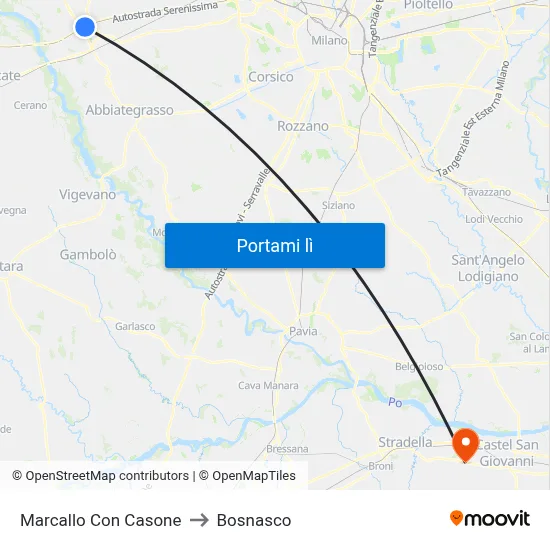 Marcallo Con Casone to Bosnasco map