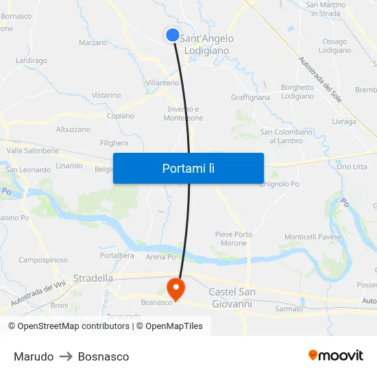 Marudo to Bosnasco map