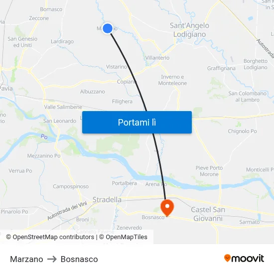 Marzano to Bosnasco map