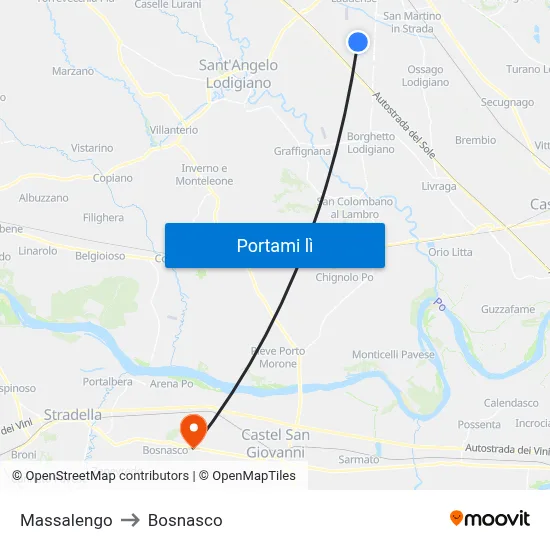 Massalengo to Bosnasco map
