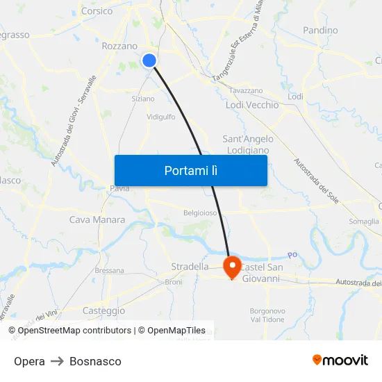 Opera to Bosnasco map