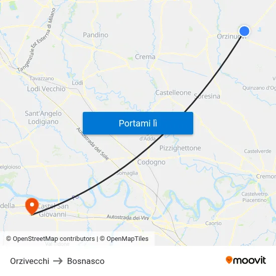 Orzivecchi to Bosnasco map