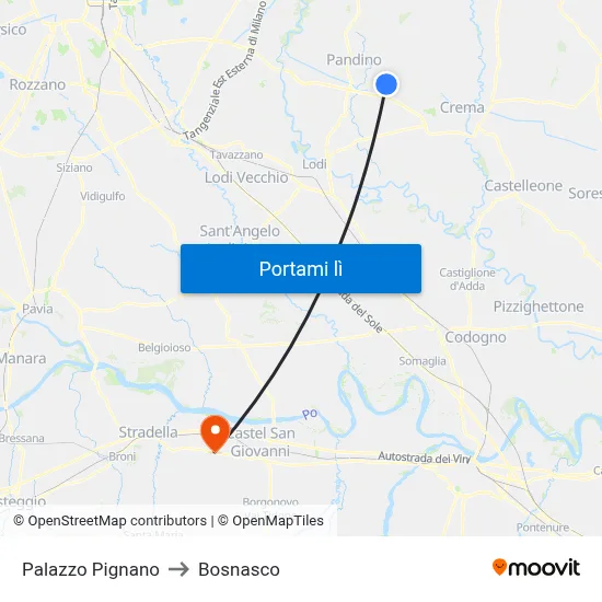 Palazzo Pignano to Bosnasco map